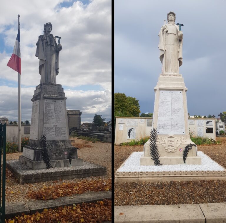 Restauration de monument aux morts (ci-dessus celui de la 1ère guerre mondiale à Sartrouville)